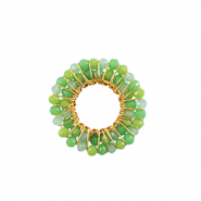 Stainless steel charms facet 26mm Green-Gold