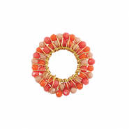 Stainless steel charms facet 26mm Orange-Gold