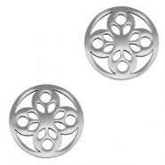 Stainless steel charms connector flower Silver