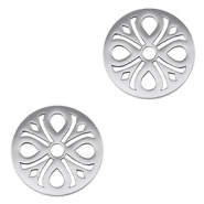 Stainless steel charms connector flower Silver