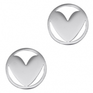 Stainless steel charms connector heart Silver