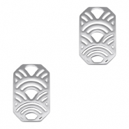 Stainless steel charms connector octagon arches Silver