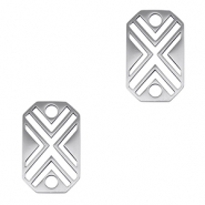 Stainless steel charms connector octagon X Silver