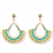 Top Faceted earrings drop Gold-Multicolour