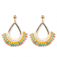 Top Faceted earrings drop Gold-Multicolour
