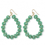 Top Faceted earrings drop Gold-Ocean Green