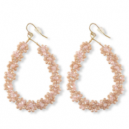 Top Faceted earrings drop Gold-Beige Rose
