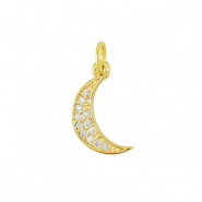 Brass TQ metal charms zirconia Moon Gold