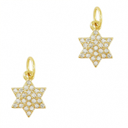 Brass TQ metal charms zirconia Star Gold