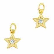 Brass TQ metal charms zirconia Star Gold
