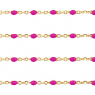 Stainless steel findings belcher chain 1mm Magenta Pink-Gold