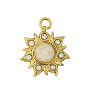 Stainless steel charms flower Gold / White