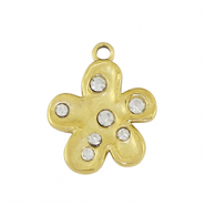 Stainless steel charms flower Gold / Crystal