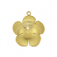Stainless steel charms flower Gold