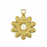 Stainless steel charms flower Gold / White