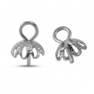 Stainless steel findings end cap for beads Silver