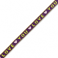Ribbon tekst "love you" Purple-Lime Green