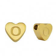Stainless steel beads heart letter O Gold