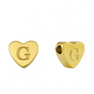 Stainless steel beads heart letter G Gold