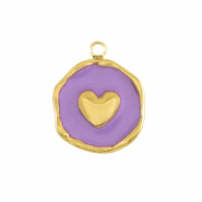 Stainless steel charms heart Gold-Purple