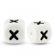 Letter beads silicone X White-black