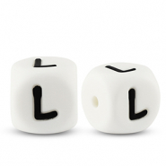 Letter beads silicone L White-black