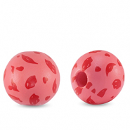 Wooden beads round 16mm lips Magenta pink