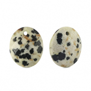 Natural stone charms Dalmatian Stone oval Greige-Black