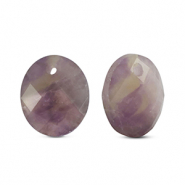 Natural stone charms Amethist oval Purple-Yellow
