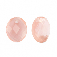 Natural stone charms Glass oval Pink