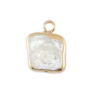 BQ Freshwater pearls charm square Gold-Natural White