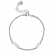 Stainless steel bracelets ''LOVE YOU'' Silver