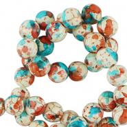 Beads Ceramic 8mm White-red blue