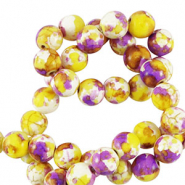 Beads Ceramic 6mm White-yellow purple