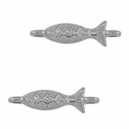 DQ European metal charms Connector Fish Antique Silver (nickel free)
