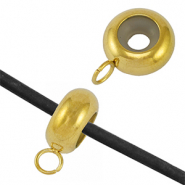 Stainless steel findings smart stopper bead with loop Gold