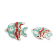 Ceramic beads fish Turquoise-Red