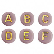 Acrylic letter beads mix Dusty Pink-Gold