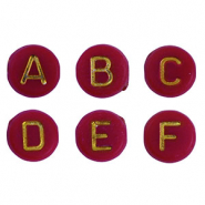 Acrylic letter beads mix Dark Red-Gold