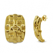 Stainless steel earrings / earpin rectangle Gold