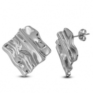 Stainless steel earrings / earpin square Silver