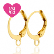 Stainless steel findings closable earrings with loop Gold
