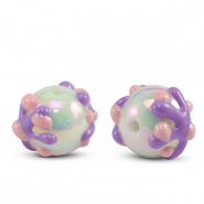 Acrylic beads dots Pearl purple-pink