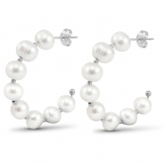 Stainless steel earrings / earpins pearls Silver