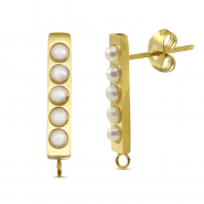 Stainless steel earrings / earpins pearls with loop Gold