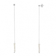 Stainless steel earrings / earpins pearls Silver