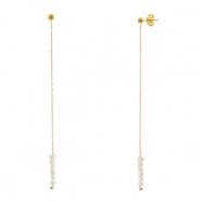 Stainless steel earrings / earpins pearls Gold