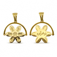 Stainless steel charms rotate flower Gold