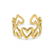 Stainless steel rings heart Gold