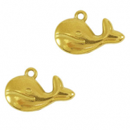 Stainless steel charms whale Gold